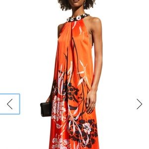 RICKIE FREEMAN FOR TERI JON Brdr Prt Halter Caftan Size 4